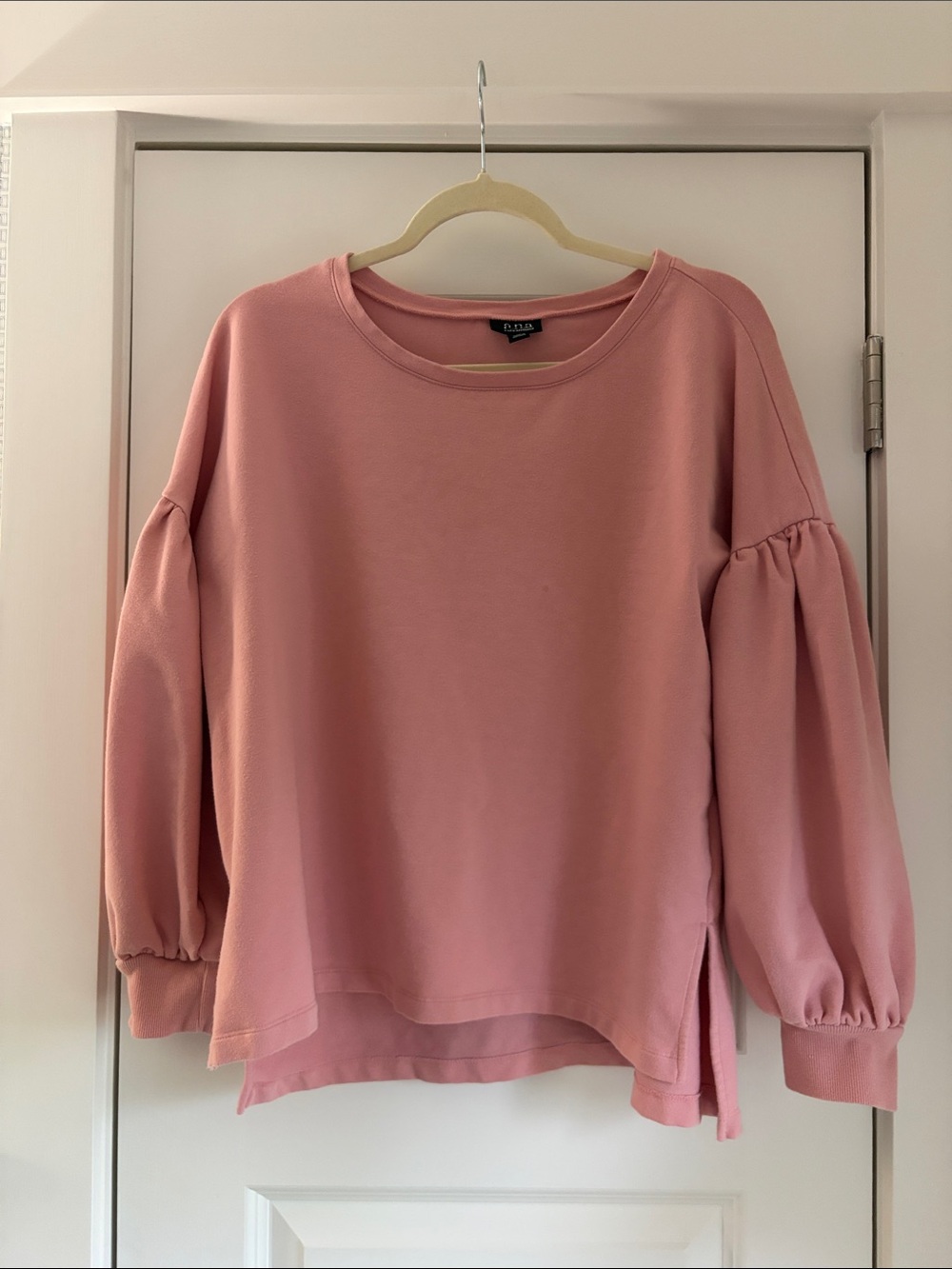 💙 a.n.a Blush Pink Balloon-Sleeve Pullover Sweatshirt